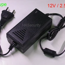 Тип адаптера питания штепсельной вилки ЕС для камер видеонаблюдения AC100-240V вход/DC12V 2.5A(макс) выход
