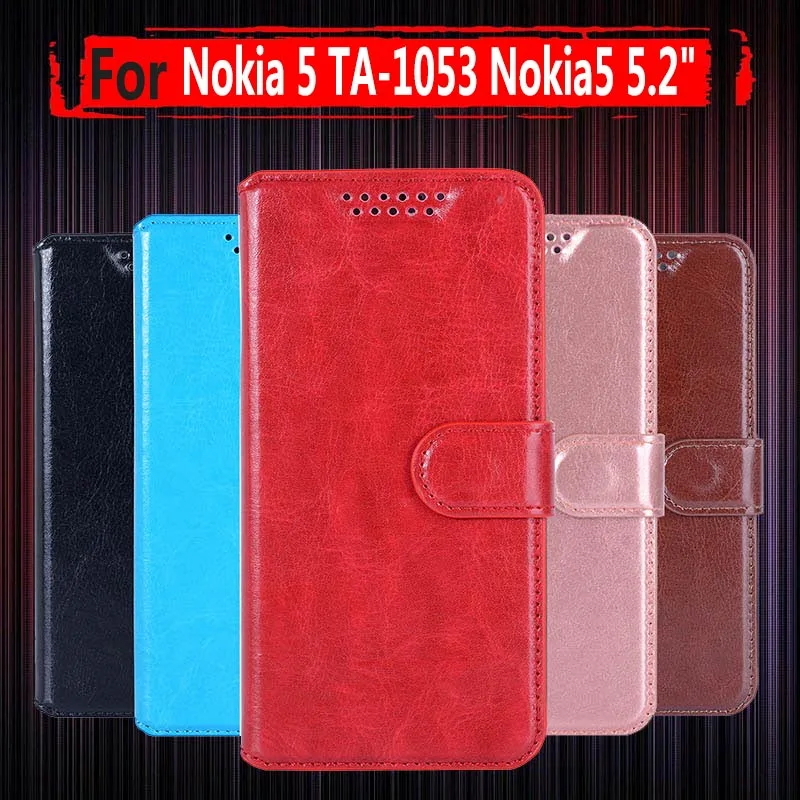 Vendita Calda! Per Nokia5 Ta-1053 Ta-1024 Custodia Portafoglio Custodia In Pelle Pu Cover Posteriore Custodia Per Nokia 5 Global Dual Ta 1053 Custodia