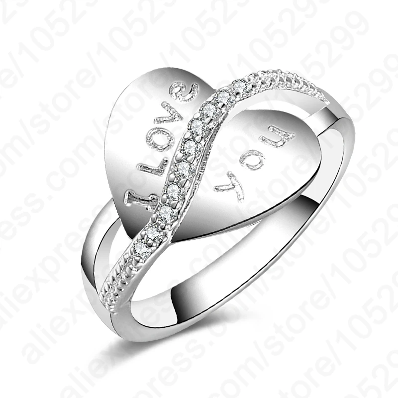 

Hot Sale Couple Gift 925 Sterling Silver Cubic Zirconia Classic Wedding Love Rings UniSex Jewelry