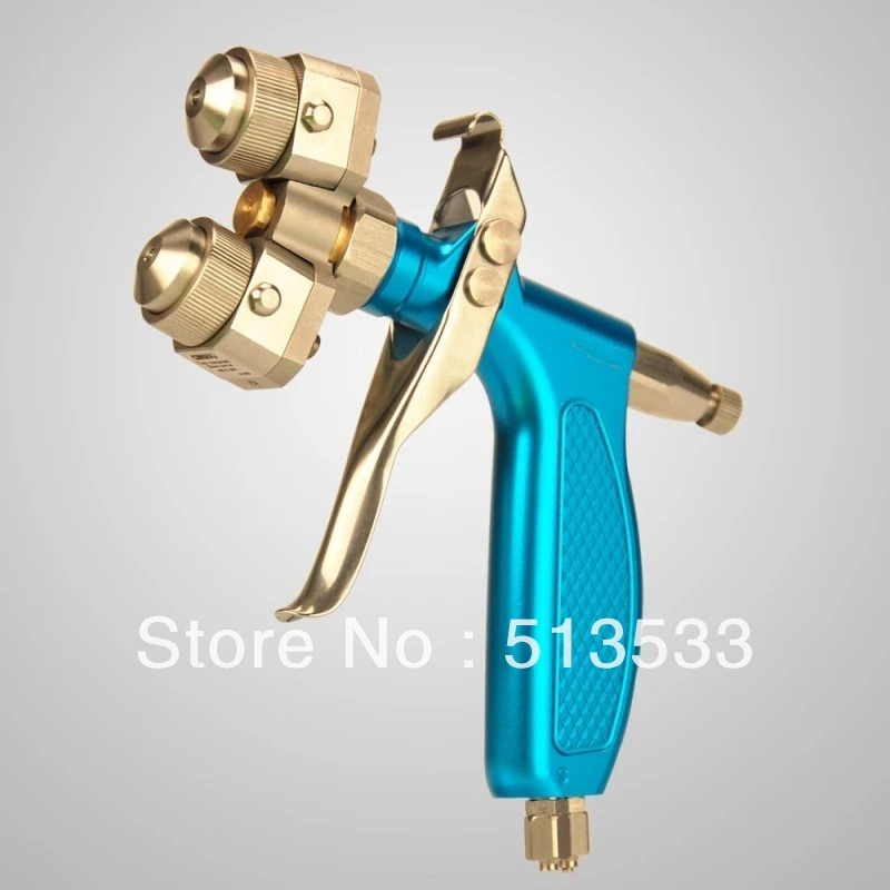 Freeshipping double head double nozzle spray gun 316 stainless steel 1.