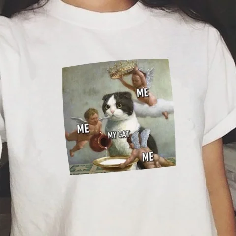 

kuakuayu HJN Me Me Me My Cat Graphic Tee Summer Cute Women Tshirt Short Sleeve Fashion Top Tee