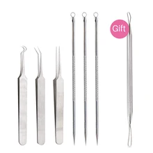 Нержавеющая сталь пятна акне иглы Угри экстрактор комедонов, инструмент для удаления макияжа прыщей зажим пинцет Уход за кожей лица Уход за кожей
