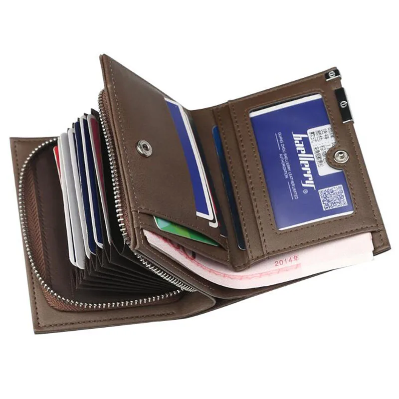 

Large Capacity Wallet Men Small Clutch Top Leather Hasp Money Wallet Zipper Card Purse Short Photo Holder for Male Brand Wallets