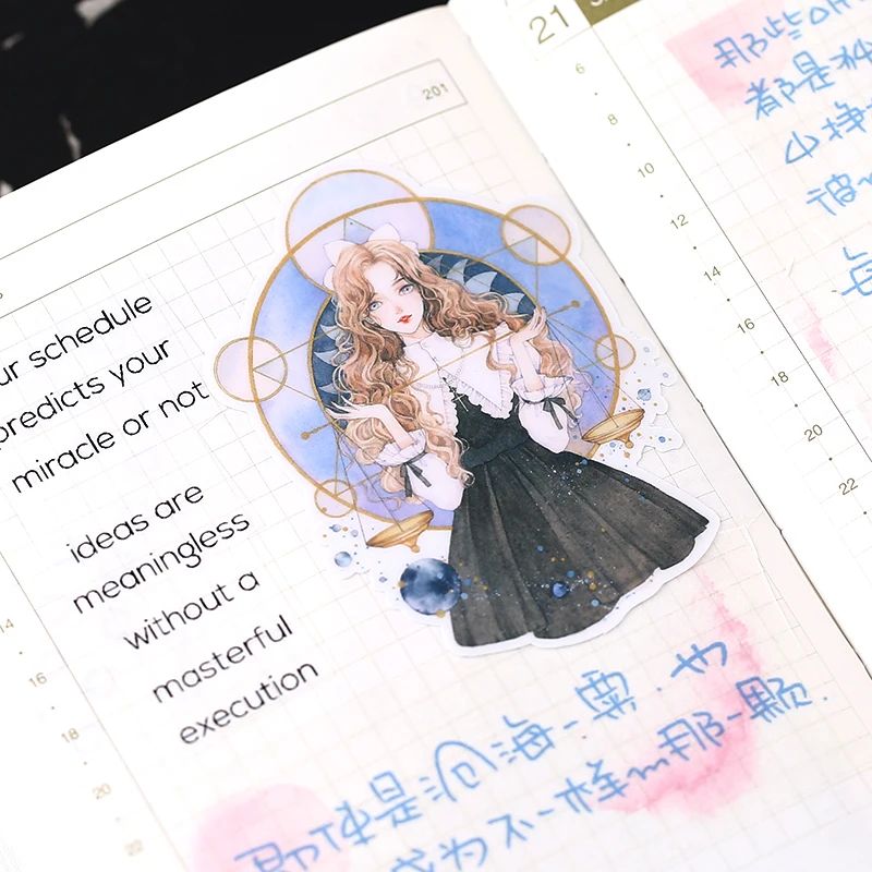 15 Uds Material constelación Girl Handbook pegatinas, scrapbooking literatura y arte, pegatinas de personajes de decoración para teléfono móvil|Adhesivos de papelería| - AliExpress
