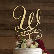 Индивидуальный свадебный душ свадебный торт Топпер, пользовательский начальный и дата торт Топпер, жених и невеста Свадебный Топпер Декор