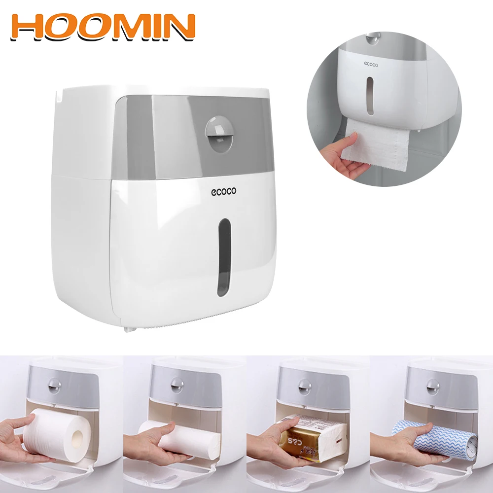 

HOOMIN Paper Storage Box Wall Mounted Tissue Paper Bath Toilet Paper Holder Creative Plastic Box Tissue Holder