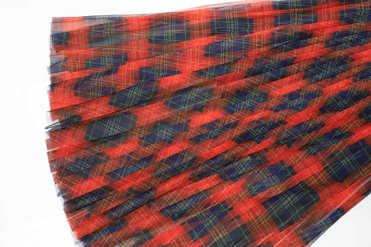 New 2019 spring sumemr plaid mesh skirts Fashion women