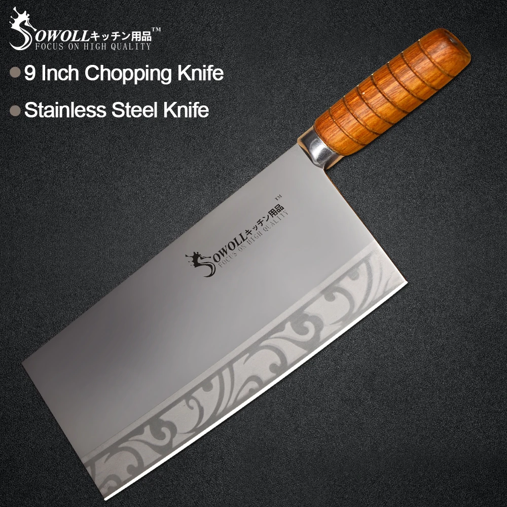 Sowoll 9 Inch Kitchen Chopping Knife Stainless Steel Sharp Kitchen Knife For Chop Bone Fish Meat Cleaver Cooking Accessories Sowoll 9 Inch Kitchen Chopping Knife Stainless Steel Sharp Kitchen Knife For Chop Bone Fish Meat Cleaver Cooking Accessories