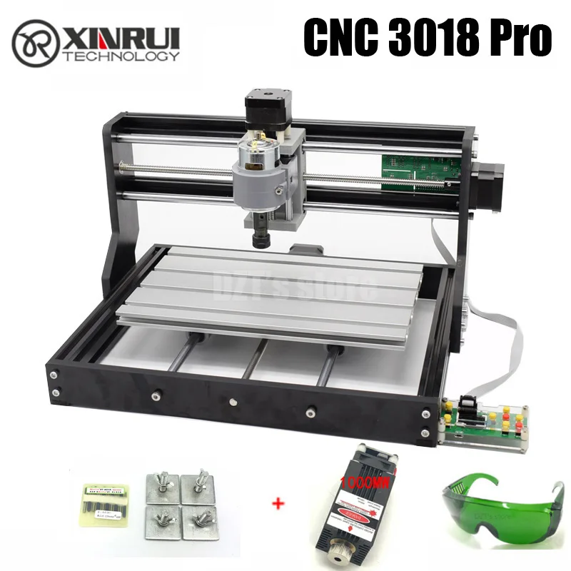 CNC 3018 Pro GRBL управление Diy Мини ЧПУ машина, 3 оси pcb фрезерный станок, древесины маршрутизатор лазерной гравировки, с автономным контроллером - Цвет: with 1000mw laser