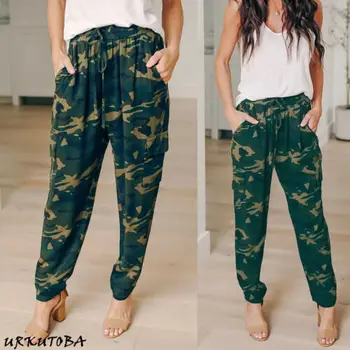 

2019 New Hot Summer Fashion Latest Women Camo Elastic Cargo Sashes Trousers Casual Pants Military Army Combat Camouflage