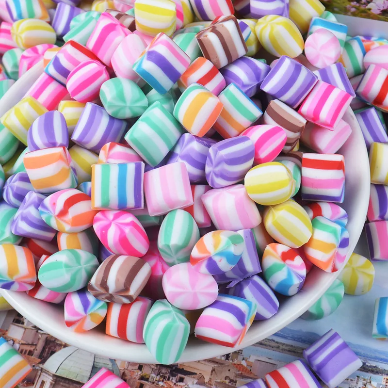 

100pcs/lot 10mm kawaii Colorful Chew Gum Candy polymer clay Cabochon For Scrapbook Craft Embellishment DIY Phone Decoration