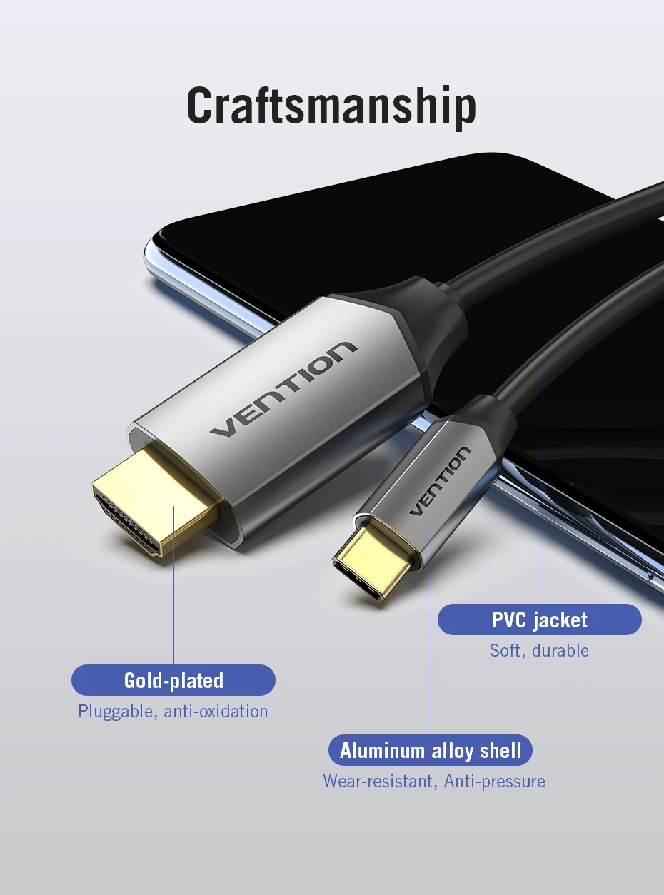 Vention USB C HDMI кабель type c к HDMI для MacBook samsung Galaxy S10/S9 huawei mate 20 P20 Pro Thunderbolt 3 USB DHMI адаптер