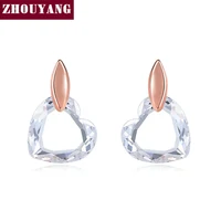 Высокое качество, чистое сердце, розовое золото, цвет, серьги-гвоздики, ювелирное изделие, Сделано с настоящими Австрийскими кристаллами ZYE182 ZYE345 - изображение