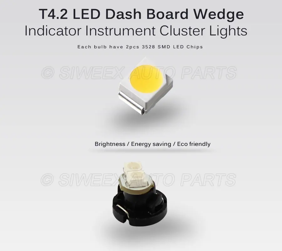 10 шт./лот NW6 T4.2 2SMD светодиодный панель инструментов приборной панели кластера измерительные приборы Neo Клин лампы белый лед синий красный зеленый желтый розовый светильник