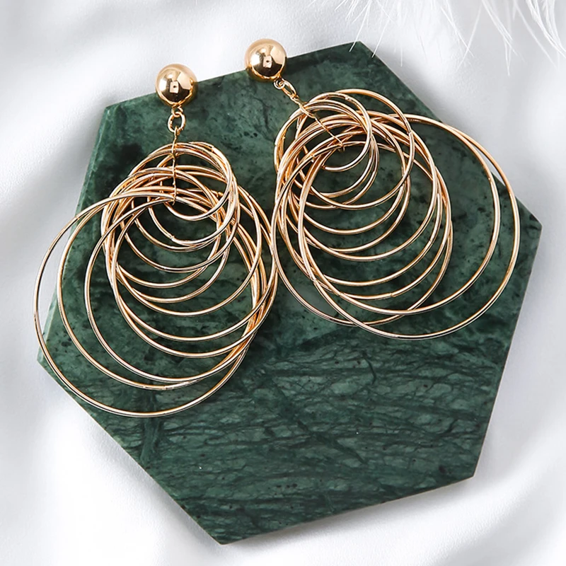 EVBEA 2019 Trendy Girls Lady Golden Color Earrings Fashion Party Women Link Statement Dangle EarringsE334 | Украшения и