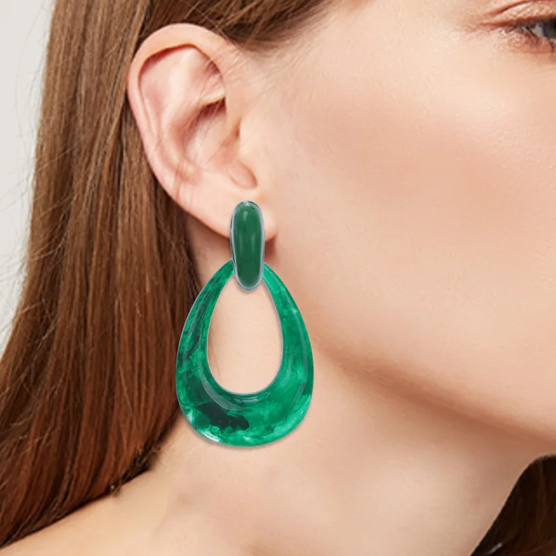 Sehuoran Oorbellen Big Long Water Resin Drop For Women Pendientes Mujer Moda Trendy Dangle Earrings Weddings Jewelry Earrings (10)