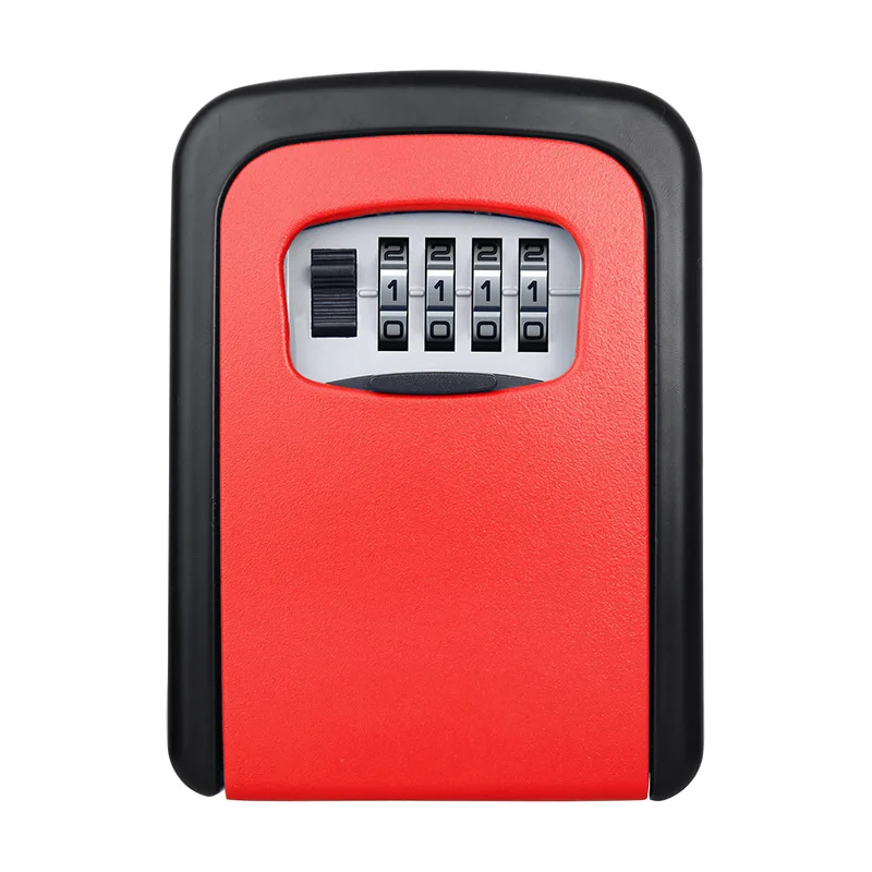 Металлический Хранитель секрет ящик для хранения ювелирных изделий ключи-карты Сейф с 4 цифровой кодовый замок для дома и квартиры гараж на колесах - Цвет: Красный