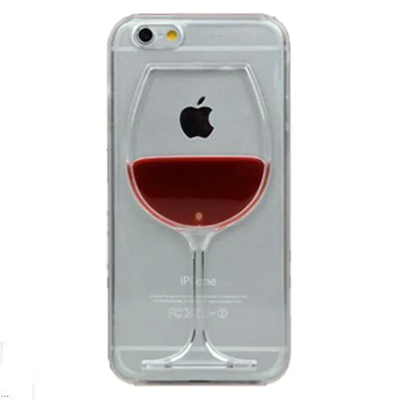 Hot sale Red Wine Cup Liquid Transparent Case Cover For Apple iPhone 4 4S 5C 5 5S 6 6S 6 Plus All Models Phone Cases Back Covers