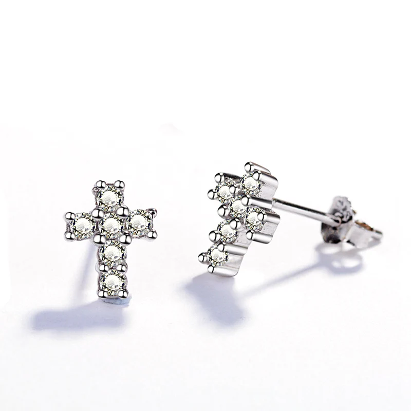 

New Fashion Silver Color CZ Sparkling Cross Earrings For Women Jewelry Gifts