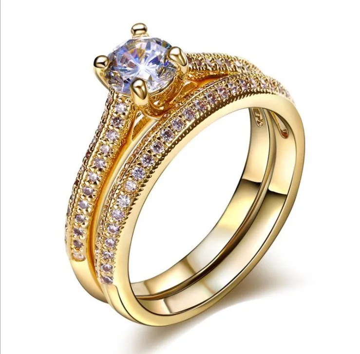 Европейское Серебряное кольцо пары из стерлингового серебра 925 пробы кольцо женский Кристалл от Swarovski простой темперамент дикие Модные ювелирные изделия - Цвет камня: gold