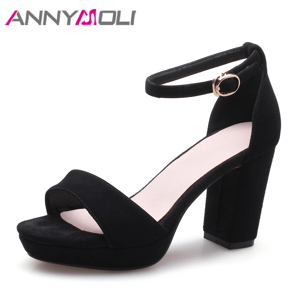 black block heel ankle strap shoes