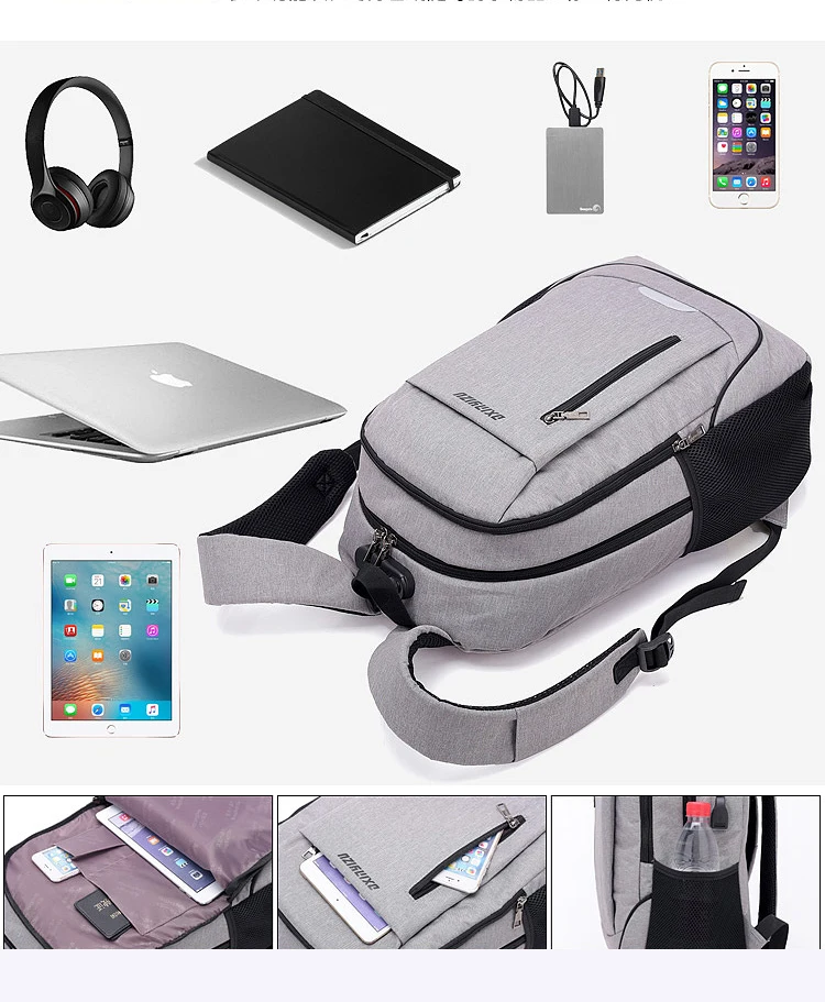 Mengisi USB tas sekolah remaja laki 