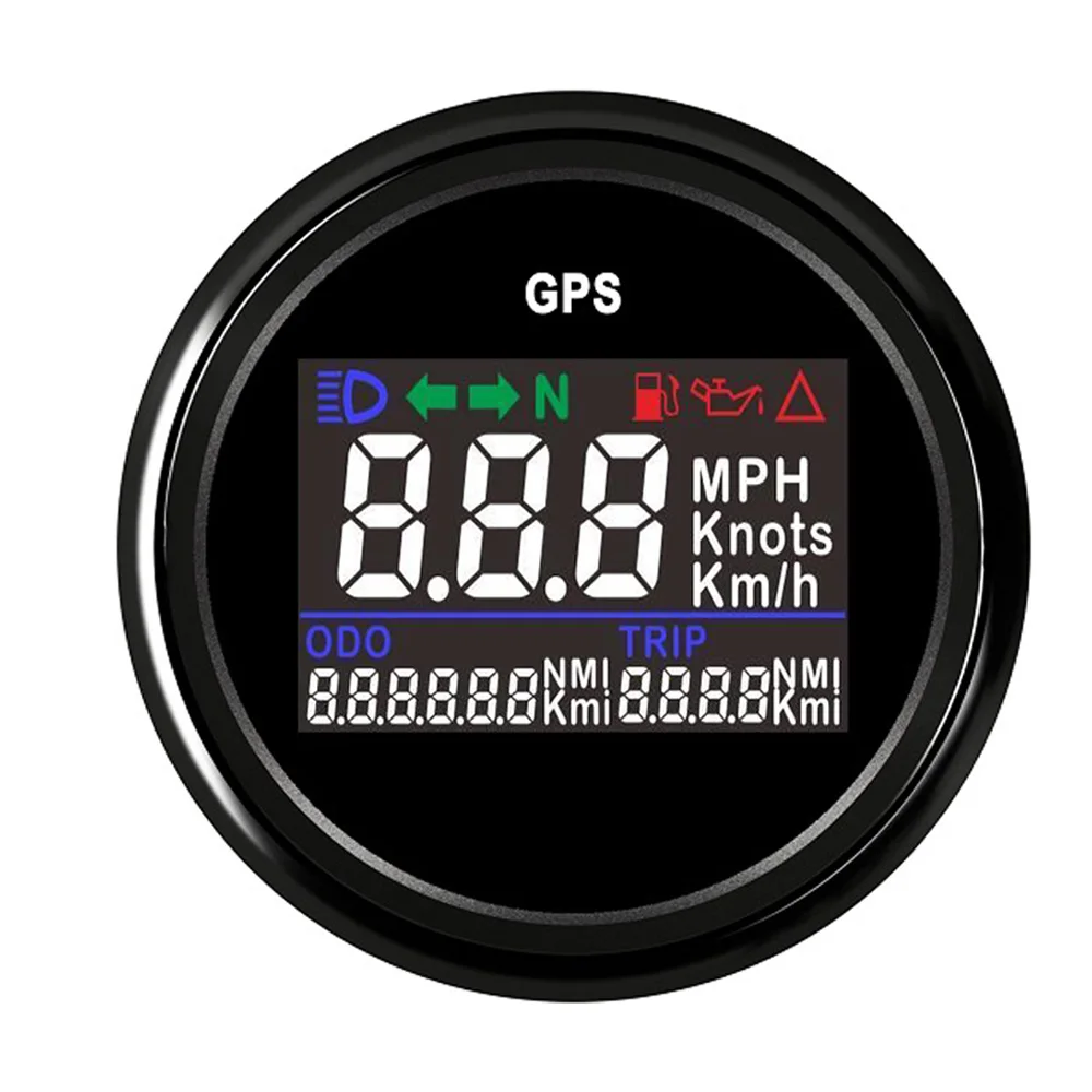 Цифровой GPS Спидометр 52 мм 0 ~ 999 миль/ч регулируемый спидометр для морской лодки