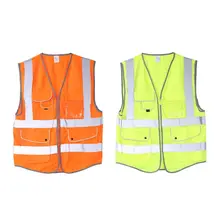 Светоотражающий Жилет повышенной видимости Повседневная обувь безопасности жилет с карманами Светоотражающие Полоски флуоресценции