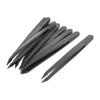 

10 Pcs Black Plastic Tip Head Anti Static Tweezer 12cm Length