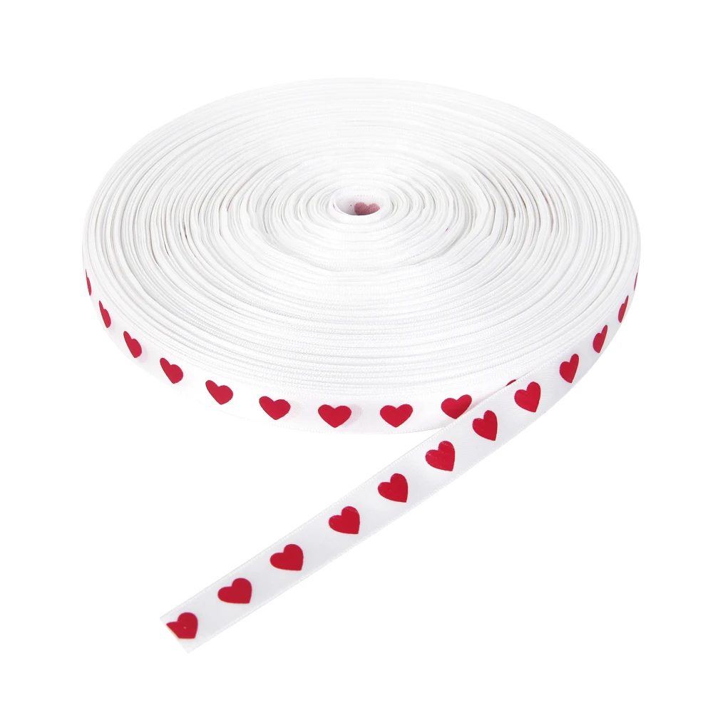 

david angie 3/8''(9MM) Red Heart Printed Love Satin Ribbon 5 Yards,DIY Wedding Party Decorations,Christmas Gift Ribbons,5Y14723