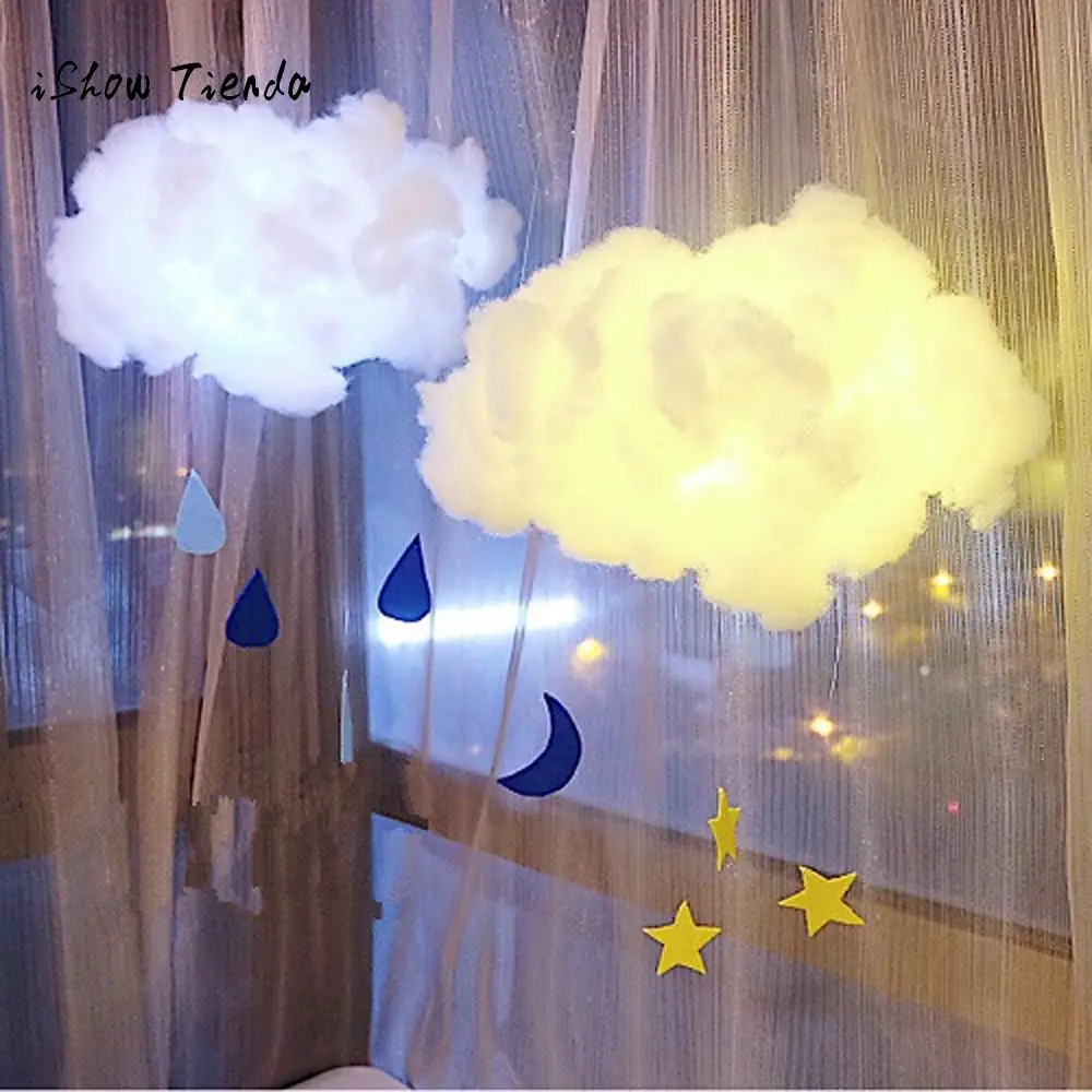 

Cute Cotton Cloud Shape Lamp Hanging Light Pendant Night Light DIY Handmade Kids Room Home Corridor Drop Decor Photography