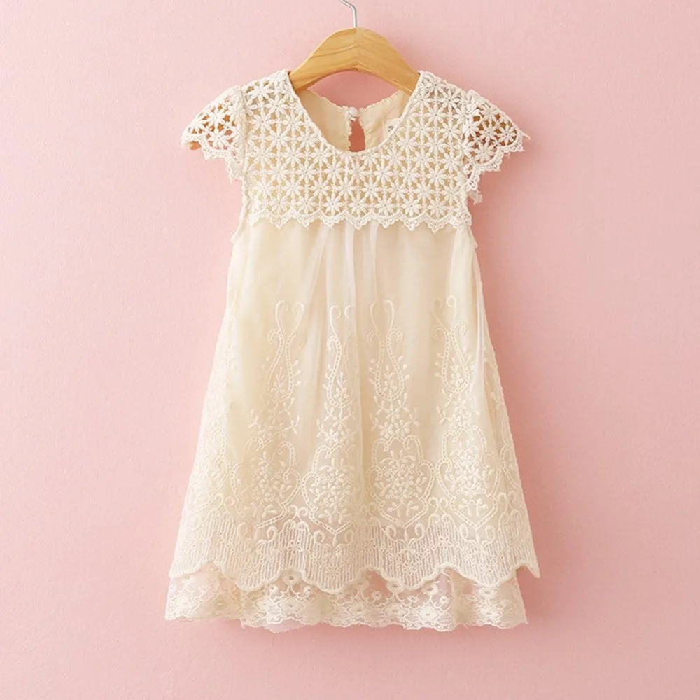 

Girls Dress Summer Children Fashion Lace Princess Dress Kids Party O-Neck Dresses