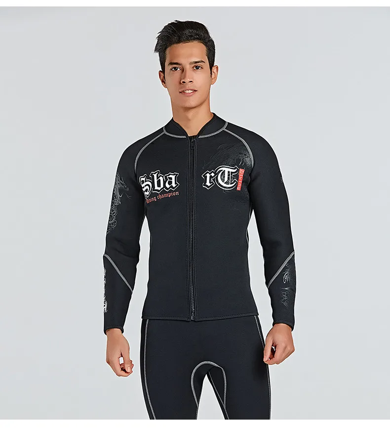 SBART 3MM Neoprene Wet suit Men's Long Sleeve Black Tops Pants Dive Suit Winter Swim Scuba Dive wet suit for cold water suit