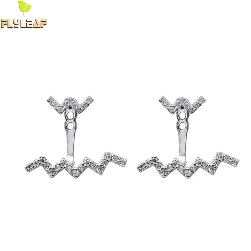 

Flyleaf 100% Sterling Silver Wave Libra Zircon Stud Earrings For Women High Quality Girl Fashion Gift Jewellery Brincos