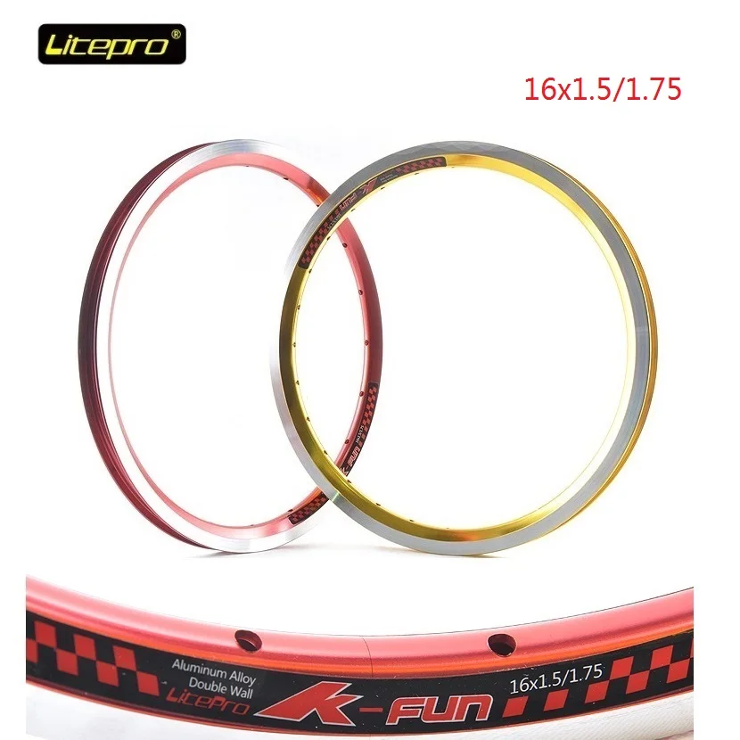 1pcs Folding Bicycle Rims Litepro k fun 16 inch 305 Double wall Bike ... - 1pcs FolDing Bicycle Rims Litepro K Fun 16 Inch 305 Double Wall Bike Wheel Rim 20