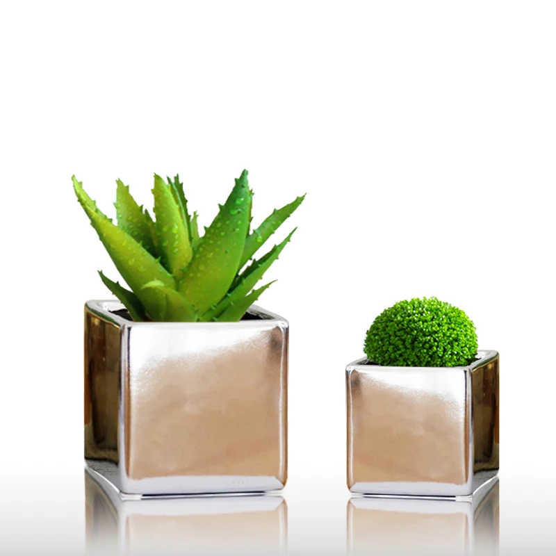 Золотая/серебряная небольшая ваза для растений, чистый зеленый/белый/черный цветочный горшок, роскошное покрытие, керамика, ремесло, элегантная жизнь, поставка