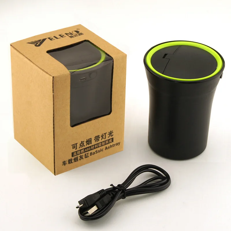 LED Car Ashtrays Automatic Portable Plastic Auto Smoking Ashtray with Cigarrete Lighter Holder Box Outdoor Mini Ash Tray for | Дом и сад
