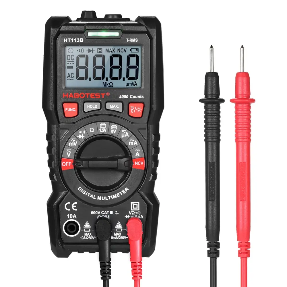 

KKMOON Portable Digital Multimeter 4000 counts Backlight AC/DC Ammeter Voltmeter Ohm Tester Meter HT830L Handheld LCD Multimetro
