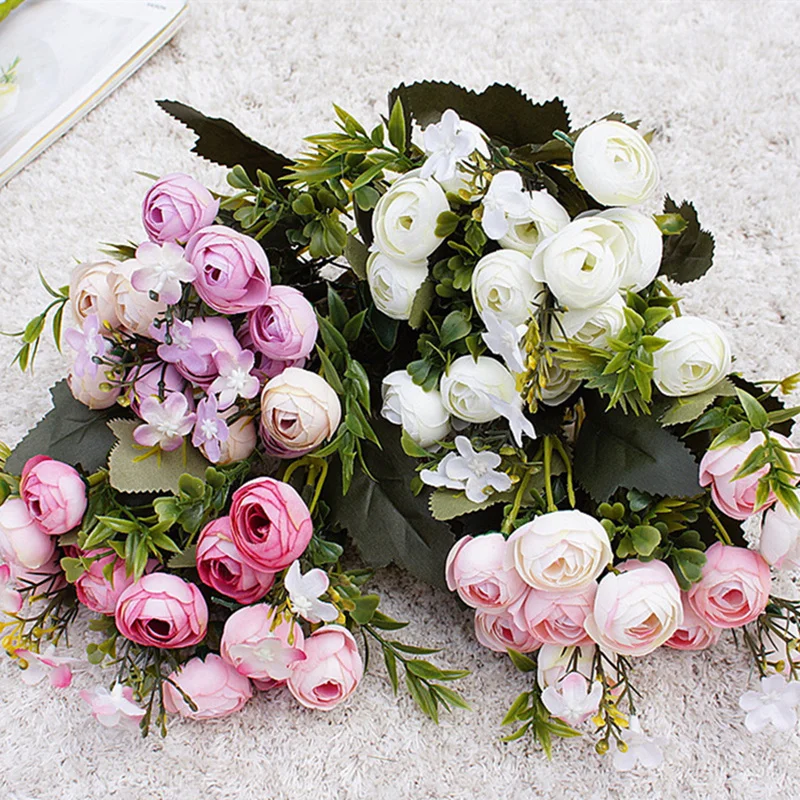 

10Heads mini spring peonies silk Artificial Flowers tea rose flores fleur artificielles for Home table decoration fake Flower
