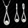 Collares de perlas de gota de Agua de Cristal CZ Brillante De plata de ley 925 auténtica para mujer, joyería fina, conjunto de pendientes de boda, regalo caliente ► Foto 1/6