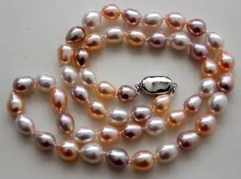 

elegant 10-11mm south sea baroque multicolor pearl necklace 18inch 925s