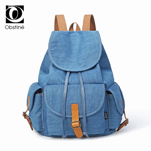denim backpacks women canvas backpack laptop woman 15 inch Schoolbag