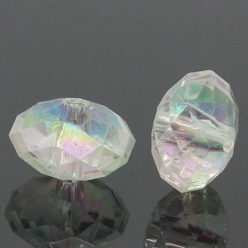 

DoreenBeads Acrylic Spacer Beads Flat Round Transparent AB Color About 12mm( 4/8") Dia, Hole: Approx 2.2mm, 25 PCs new