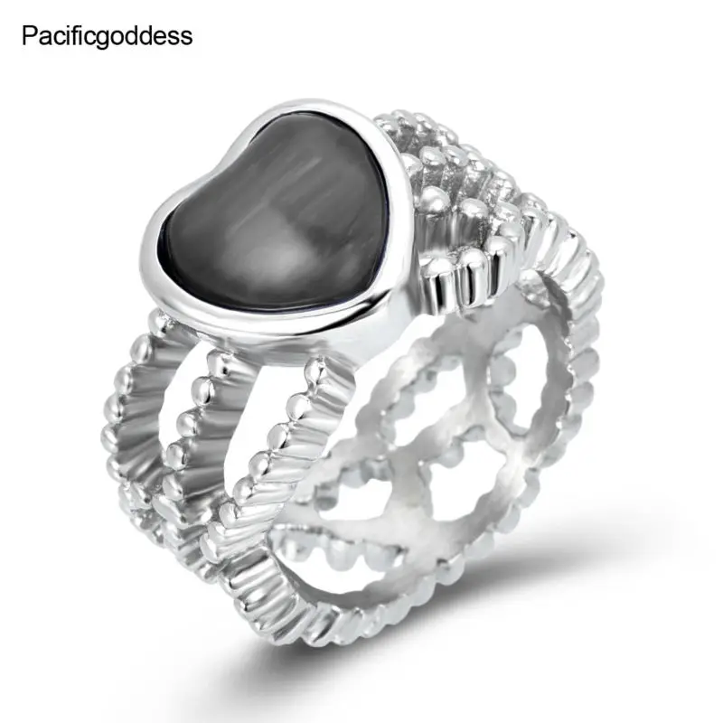 Обручальные кольца кольцо в форме сердца Серебряное кольцо для женщин и девушек кольцо из нержавеющей стали белый черный цвет и синий цвет можно выбрать