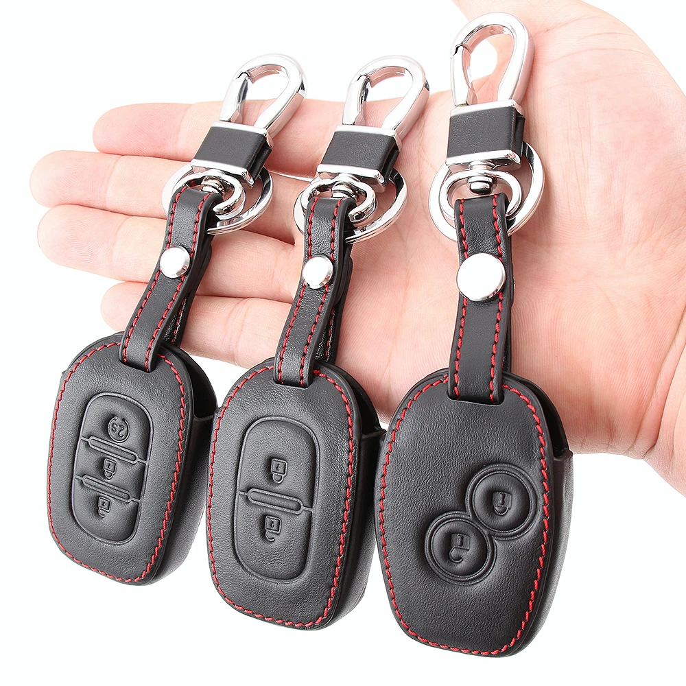 Кожаный чехол для ключей с 2 кнопками Renault Dacia Logan Espace Sandero Megane Modus Kangoo Clio |