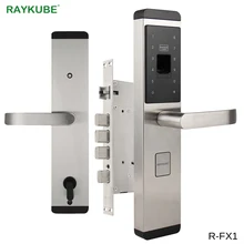 RAYKUBE замок отпечатков пальцев для дома Противоугонный дверной замок без ключа Умный Замок с цифровым паролем RFID разблокированный R-FX1