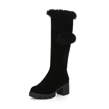 

2016 Winter Boots Big Size 33-43 New Round Toe Boots For Women Heels Fashion Winter Shoes Casual Snow boots 999-2