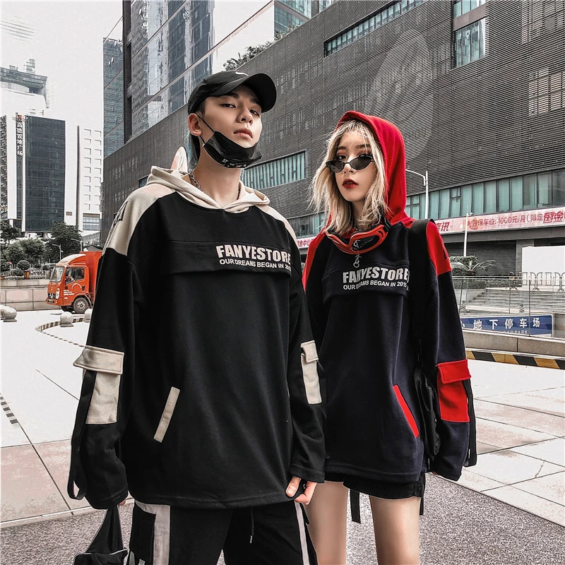 

2019 New Men Hooded Pocket Hanging Strap High Street Hoodie