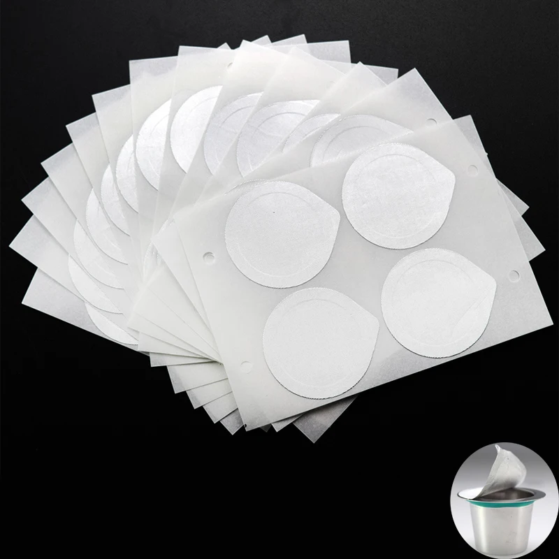 

100PC Refillable Nespresso Coffee Capsule Flim Sticker Refilling Stainless Steel Capsule Self Adhesive Aluminum Foil Brewer Lid