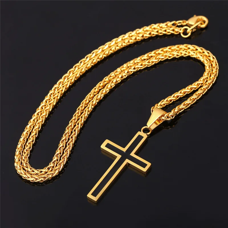 Kpop подвески из нержавеющей стали с крестом, золотые цвета, эмаль, классический дизайн, религиозные модные ювелирные изделия, ожерелья для женщин/мужчин P952